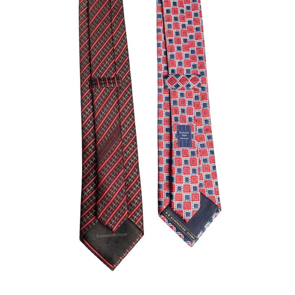 ERMENEGILDO ZEGNA Printed Silk Ties Made In Italy *Set of 2* - Picture 10 of 10